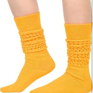 Amazon Yellow Slouched Ribbed Crew Socks
